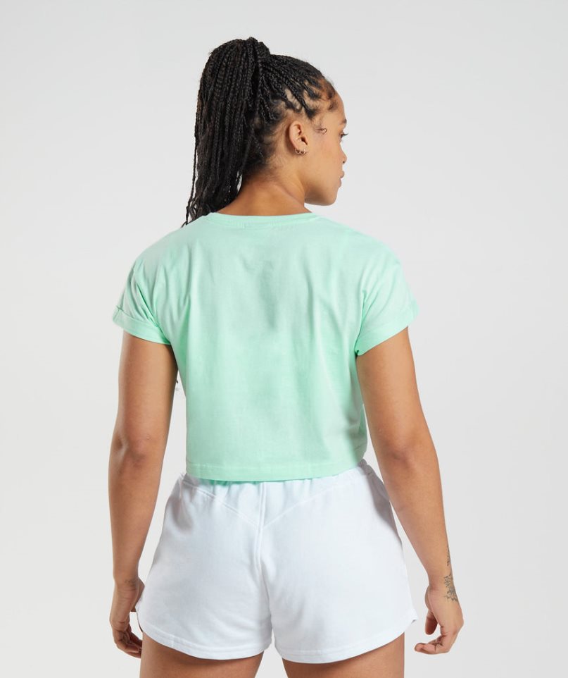 Women's Gymshark Legacy Cropped Tops Light Green | NZ 2DQFZR